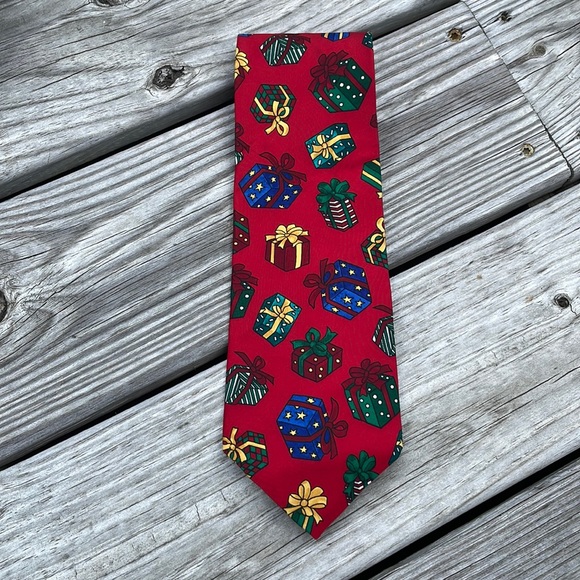 John Henry Mens Vintage Tie Silk Red Christmas Presents
